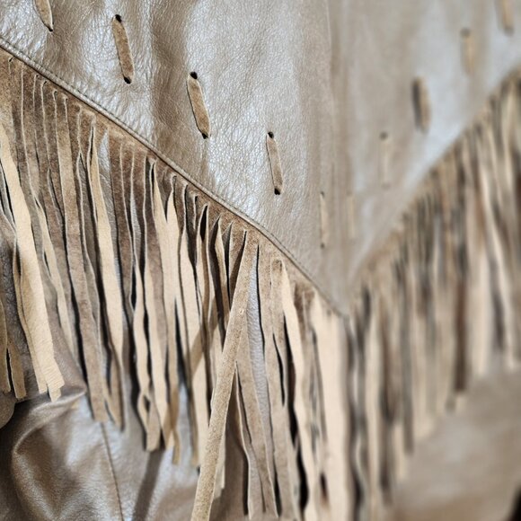 Vintage American Leather Genuine Leather Fringed Cropped Jacket - Picture 11 of 13